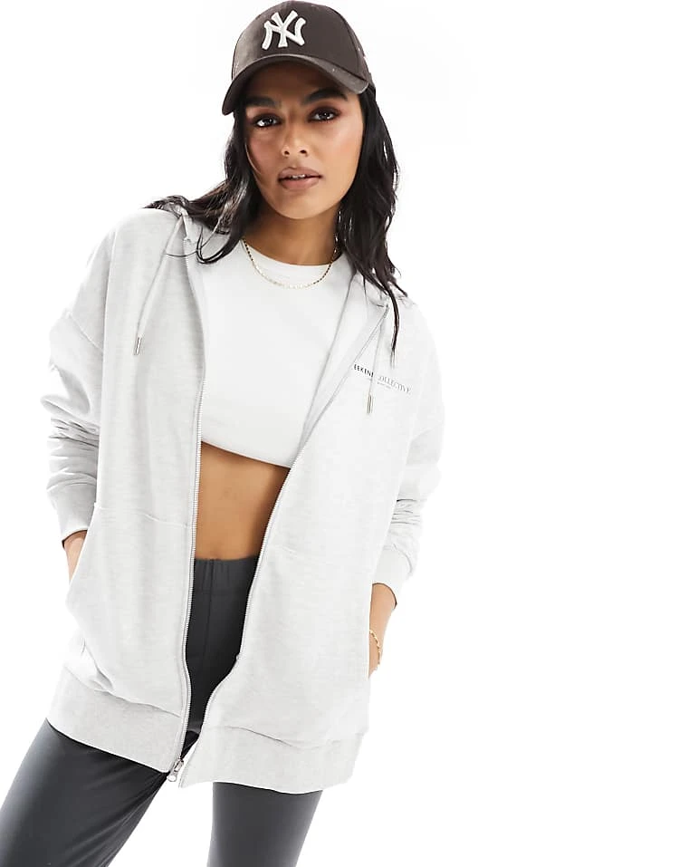 ASOS WEEKEND COLLECTIVE Weekend Collective Co-ord Oversized Zip Through Hoodie With Logo In Ice Marl For Women 5 ASOS WEEKEND COLLECTIVE Weekend Collective Co-ord Oversized Zip Through Hoodie With Logo In Ice Marl For Women - Image 5