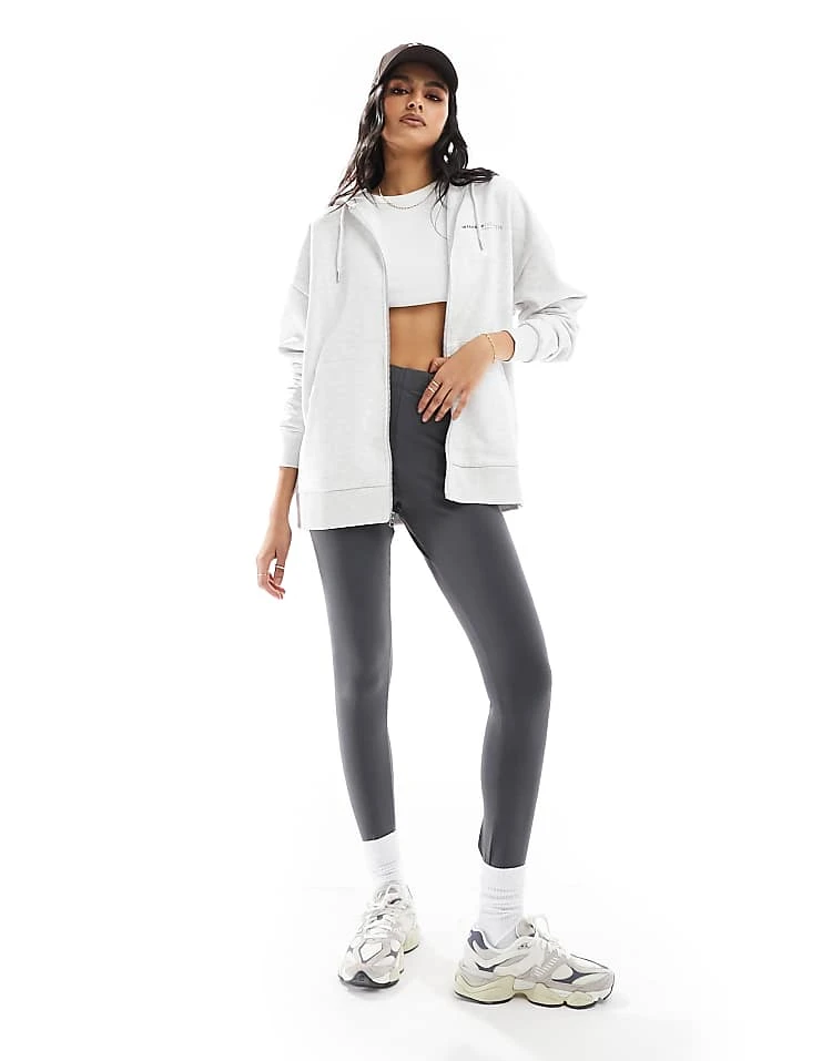 ASOS WEEKEND COLLECTIVE Weekend Collective Co-ord Oversized Zip Through Hoodie With Logo In Ice Marl For Women 4 ASOS WEEKEND COLLECTIVE Weekend Collective Co-ord Oversized Zip Through Hoodie With Logo In Ice Marl For Women - Image 4