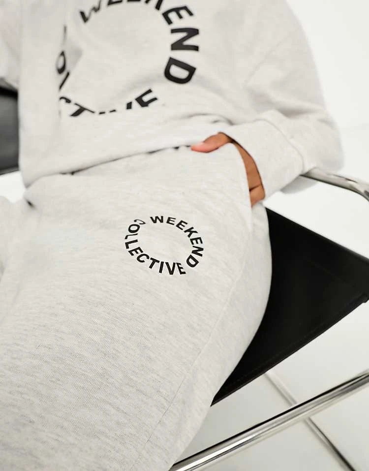 ASOS WEEKEND COLLECTIVE Weekend Collective Co-ord Oversized Jogger With Logo In Grey Marl For Women Ice Grey Marl 3 ASOS WEEKEND COLLECTIVE Weekend Collective Co-ord Oversized Jogger With Logo In Grey Marl For Women Ice Grey Marl - Image 3