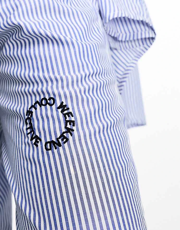 ASOS WEEKEND COLLECTIVE Weekend Collective Co-ord Wide Leg Striped Trouser In Blue And White For Women 2 ASOS WEEKEND COLLECTIVE Weekend Collective Co-ord Wide Leg Striped Trouser In Blue And White For Women - Image 2