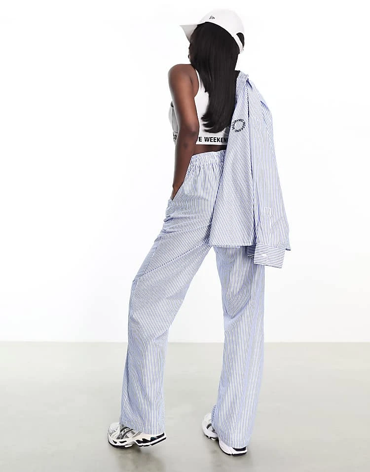 ASOS WEEKEND COLLECTIVE Weekend Collective Co-ord Wide Leg Striped Trouser In Blue And White For Women 3 ASOS WEEKEND COLLECTIVE Weekend Collective Co-ord Wide Leg Striped Trouser In Blue And White For Women - Image 3