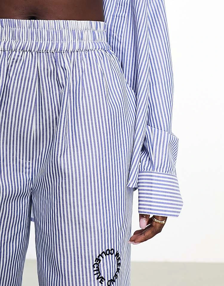 ASOS WEEKEND COLLECTIVE Weekend Collective Co-ord Wide Leg Striped Trouser In Blue And White For Women 5 ASOS WEEKEND COLLECTIVE Weekend Collective Co-ord Wide Leg Striped Trouser In Blue And White For Women - Image 5