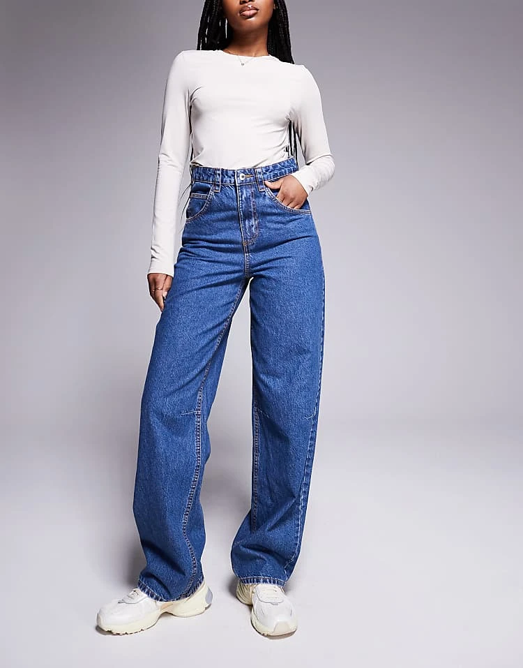 ASOS WEEKEND COLLECTIVE Weekend Collective Baggy Barrel Fit Jeans In Mid Blue Wash For Women 6 ASOS WEEKEND COLLECTIVE Weekend Collective Baggy Barrel Fit Jeans In Mid Blue Wash For Women - Image 6