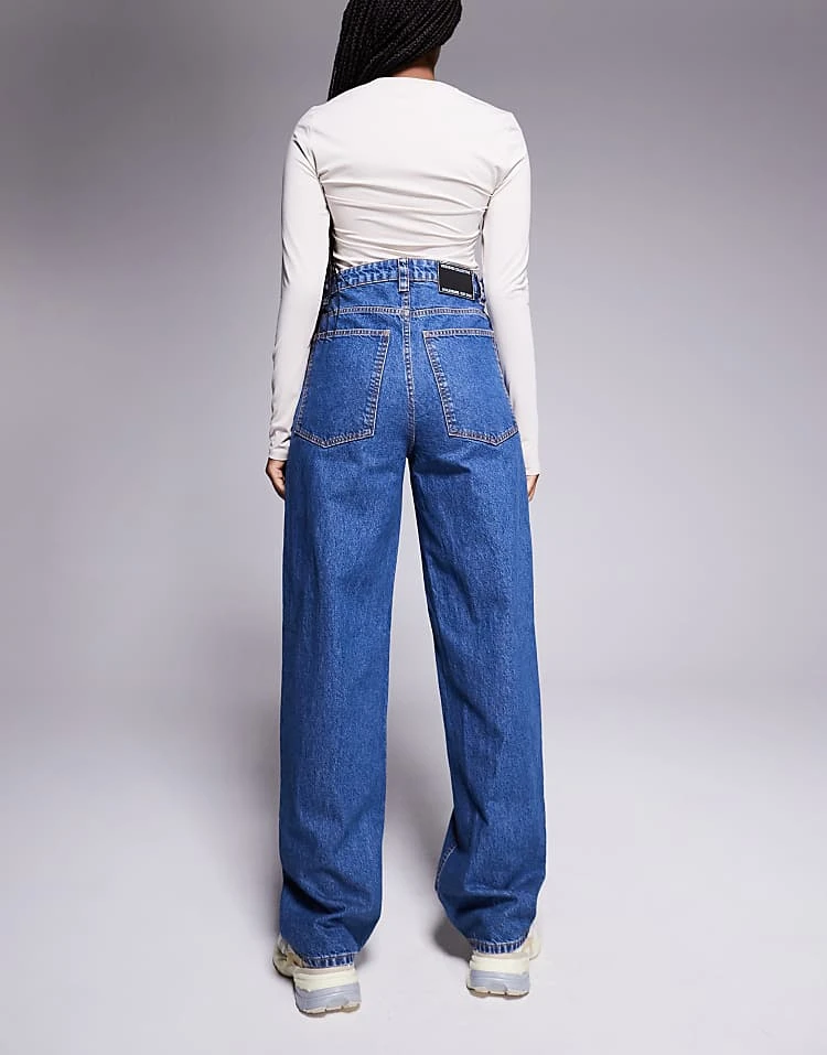 ASOS WEEKEND COLLECTIVE Weekend Collective Baggy Barrel Fit Jeans In Mid Blue Wash For Women 2 ASOS WEEKEND COLLECTIVE Weekend Collective Baggy Barrel Fit Jeans In Mid Blue Wash For Women - Image 2