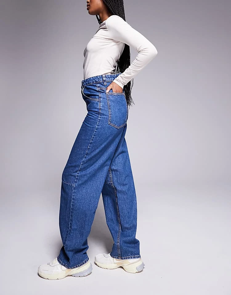 ASOS WEEKEND COLLECTIVE Weekend Collective Baggy Barrel Fit Jeans In Mid Blue Wash For Women 3 ASOS WEEKEND COLLECTIVE Weekend Collective Baggy Barrel Fit Jeans In Mid Blue Wash For Women - Image 3