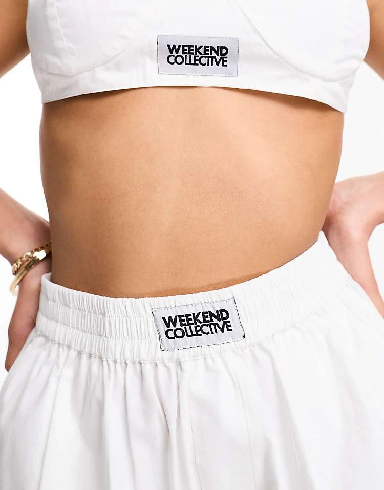 ASOS WEEKEND COLLECTIVE ASOS DESIGN Weekend Collective Shorts With Woven Label In White For Women 3 ASOS WEEKEND COLLECTIVE ASOS DESIGN Weekend Collective Shorts With Woven Label In White For Women - Image 3
