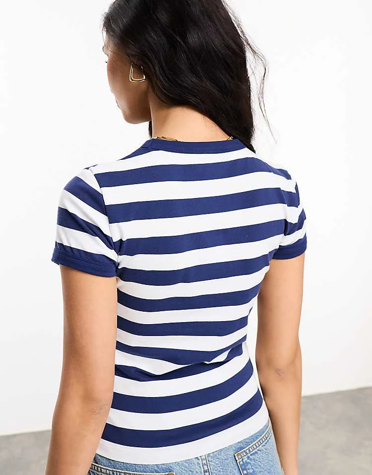 ASOS Weekend Collective Baby Tee With Logo In Navy And White Stripe For Women Navy & White 4 ASOS Weekend Collective Baby Tee With Logo In Navy And White Stripe For Women Navy & White - Image 4