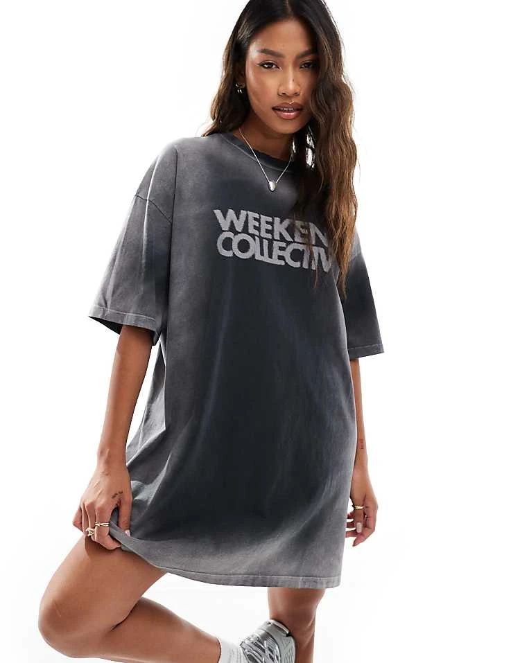 ASOS WEEKEND COLLECTIVE Weekend Collective Extreme Acid Wash T-shirt Dress For Women