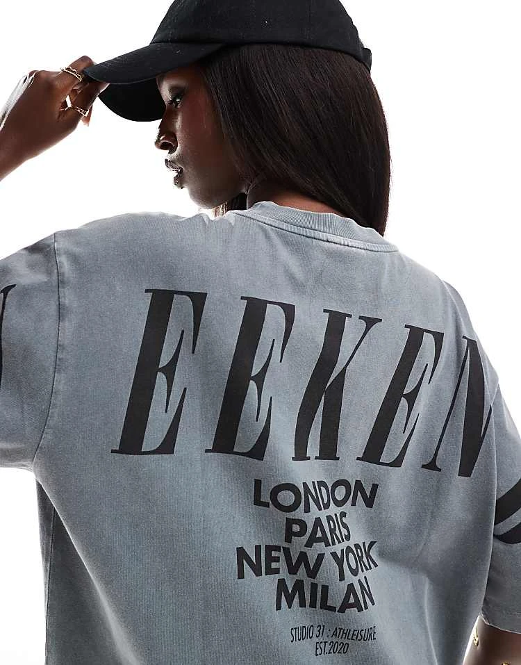 ASOS WEEKEND COLLECTIVE Weekend Collective T-shirt Dress In With Stacked Logo In Washed Charcoal For Women 2 ASOS WEEKEND COLLECTIVE Weekend Collective T-shirt Dress In With Stacked Logo In Washed Charcoal For Women - Image 2