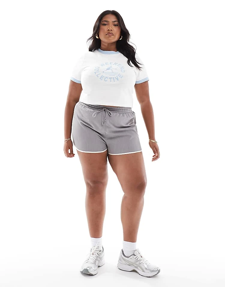 ASOS WEEKEND COLLECTIVE Weekend Collective Curve Textured Graphic Baby Tee With Tipping In Off White For Women 3 ASOS WEEKEND COLLECTIVE Weekend Collective Curve Textured Graphic Baby Tee With Tipping In Off White For Women - Image 3