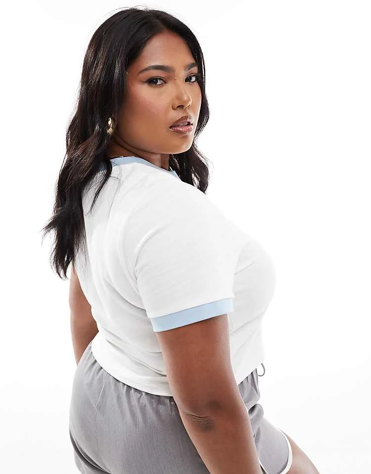 ASOS WEEKEND COLLECTIVE Weekend Collective Curve Textured Graphic Baby Tee With Tipping In Off White For Women 4 ASOS WEEKEND COLLECTIVE Weekend Collective Curve Textured Graphic Baby Tee With Tipping In Off White For Women - Image 4