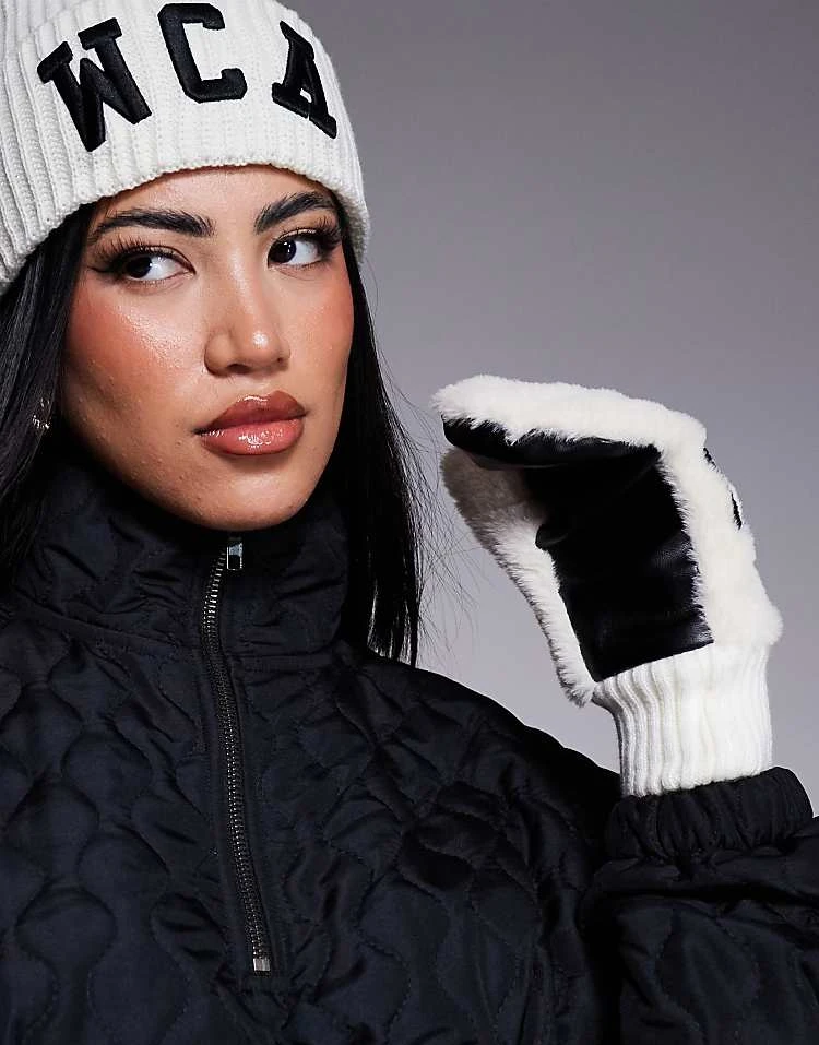 ASOS WEEKEND COLLECTIVE Weekend Collective Faux Fur Mittens In Cream For Women 2 ASOS WEEKEND COLLECTIVE Weekend Collective Faux Fur Mittens In Cream For Women - Image 2