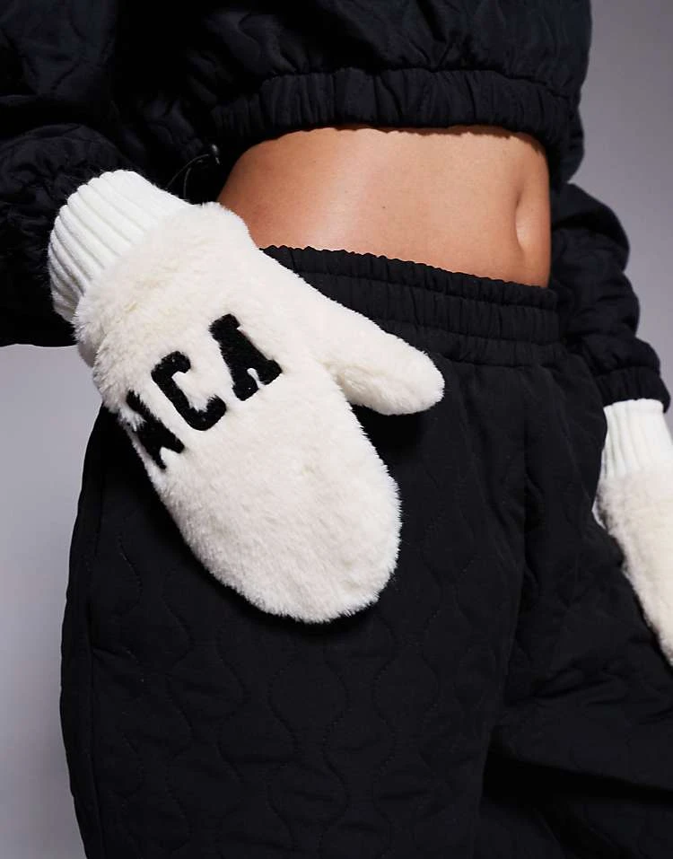 ASOS WEEKEND COLLECTIVE Weekend Collective Faux Fur Mittens In Cream For Women 3 ASOS WEEKEND COLLECTIVE Weekend Collective Faux Fur Mittens In Cream For Women - Image 3