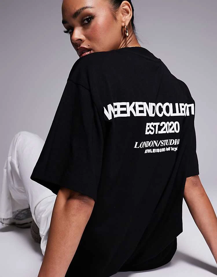 ASOS WEEKEND COLLECTIVE Weekend Collective Icon Oversized T-shirt With Bold Font Back Graphic In Black For Women 3 ASOS WEEKEND COLLECTIVE Weekend Collective Icon Oversized T-shirt With Bold Font Back Graphic In Black For Women - Image 3