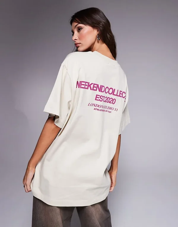 ASOS WEEKEND COLLECTIVE Weekend Collective Tshirt With Stacked Logo In Stone For Women