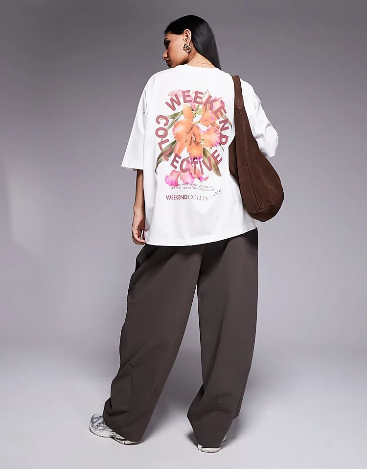 ASOS WEEKEND COLLECTIVE Weekend Collective Tshirt With Floral Graphic In Stone For Women 3 ASOS WEEKEND COLLECTIVE Weekend Collective Tshirt With Floral Graphic In Stone For Women - Image 3